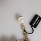 Gold Tone Brass Maxi Pearl Lobster Clasp Logo Bracelet