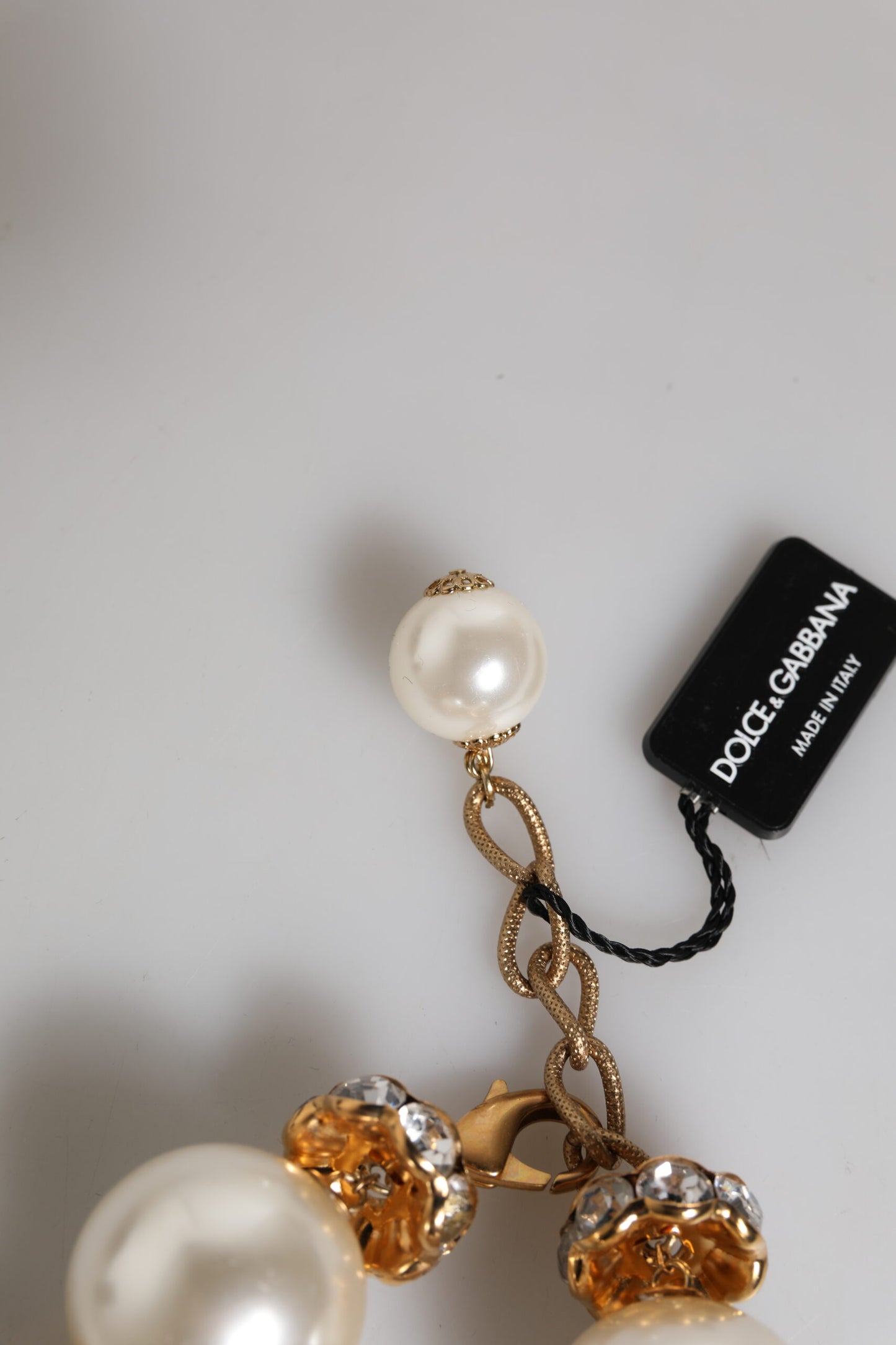 Gold Tone Brass Maxi Pearl Lobster Clasp Logo Bracelet
