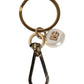Chic Gold Brass Faux Pearl Letter Charm Keyring Keychain