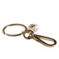 Chic Gold Brass Faux Pearl Letter Charm Keyring Keychain