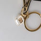 Chic Gold Brass Faux Pearl Letter Charm Keyring Keychain