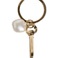 Chic Gold Brass Faux Pearl Letter Charm Keyring Keychain
