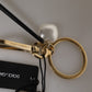 Chic Gold Brass Faux Pearl Letter Charm Keyring Keychain