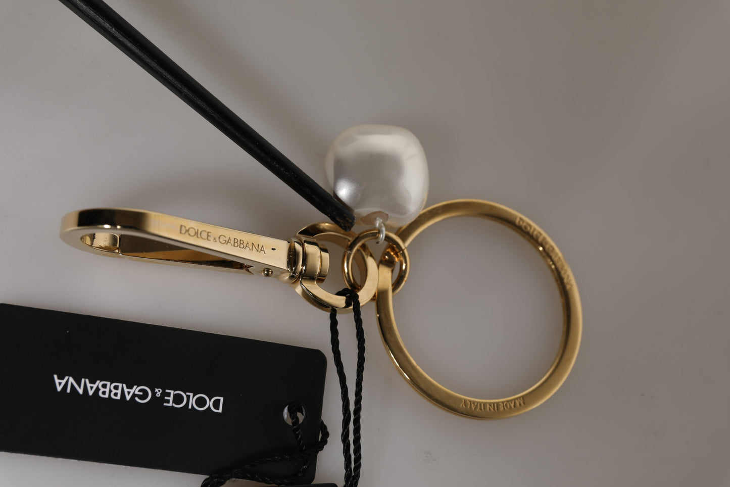 Chic Gold Brass Faux Pearl Letter Charm Keyring Keychain