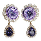 Purple Flower Pearl Teardrop Crystals Clip On Earrings