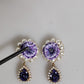 Purple Flower Pearl Teardrop Crystals Clip On Earrings
