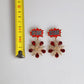 Gold Star-Shaped Sparkling Red Crystals Clip On Earrings