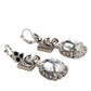 Silver Brass Crystal Teardrop DG Logo Clip On Earrings