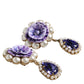 Purple Flower Pearl Teardrop Crystals Clip On Earrings
