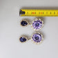 Purple Flower Pearl Teardrop Crystals Clip On Earrings