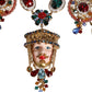 Multicolor Whimsical Face Charm Pendant Beaded Necklace