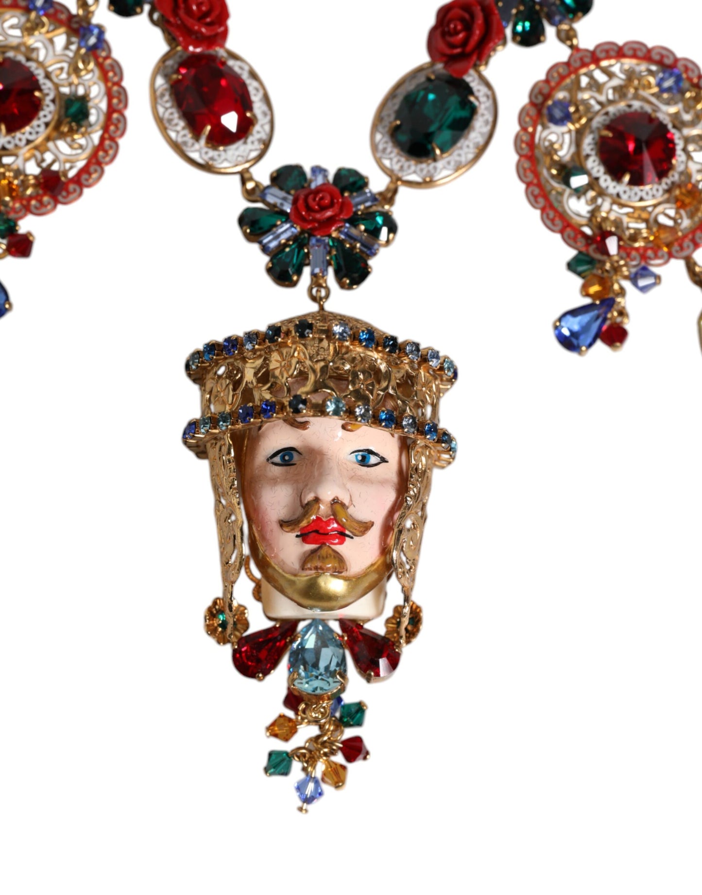 Multicolor Whimsical Face Charm Pendant Beaded Necklace