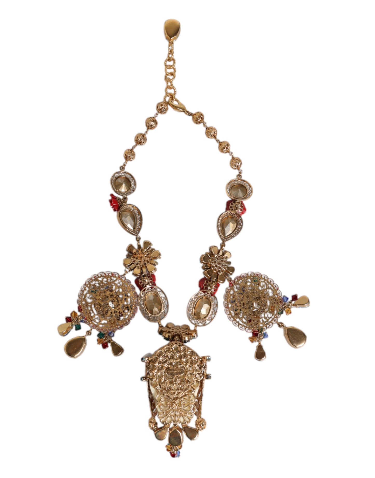 Multicolor Whimsical Face Charm Pendant Beaded Necklace