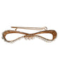Gold Tone Brass Bow Crystal FauxPearl Embellished Brooch