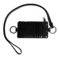 Black Leather Logo Embossed Lanyard Card Holder Wallet