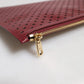 Burgundy Black Logo Embellished Men Zip Flat Pouch Bag