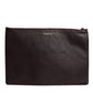 Brown Leather #DGFAMILY Embellished Men Clutch Pouch Bag