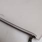 Gray Solid Leather DG Logo Men Clutch Zip Pouch Bag