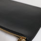 Black Solid Leather DG Logo Clutch Zip Pouch Bag