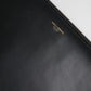 Black Solid Leather DG Logo Clutch Zip Pouch Bag