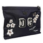 Blue DG Logo Patch Embellished Pouch Clutch Bag