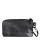 Black Gray Camouflage Logo Plaque Keyring Pouch Bag