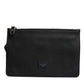 Black Leather Logo Plaque Purse Fanny Pack Bag