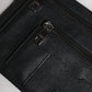 Black Calfskin Leather Messenger Crossbody Bag
