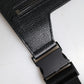 Black Calfskin Leather Messenger Crossbody Bag