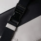 Black White Leather Logo Embossed Crossbody Bag