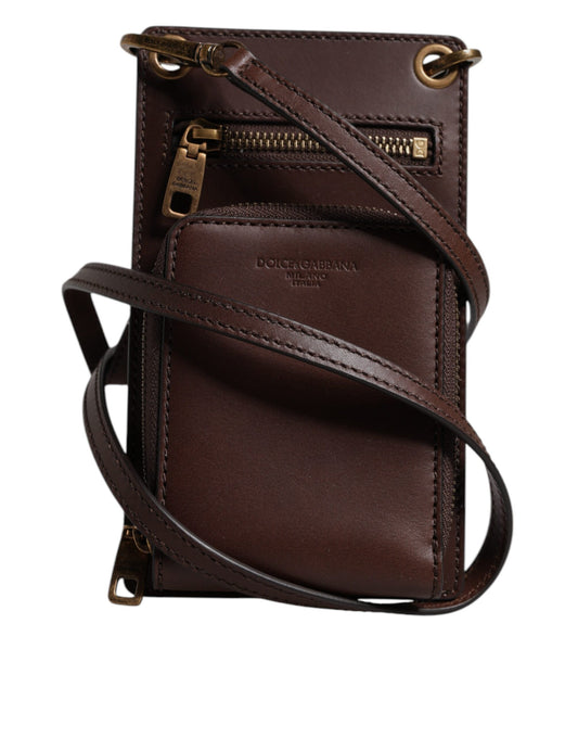 Brown Leather Neck Strap Cross Body Sling Bag