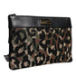 Multicolor Leopard Jacquard Print Logo Plaque Pouch Bag