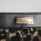 Multicolor Leopard Jacquard Print Logo Plaque Pouch Bag