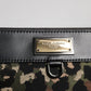 Multicolor Leopard Jacquard Print Logo Plaque Pouch Bag