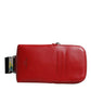 Red Calfskin Logo Purse Phone Belt Waist Bag