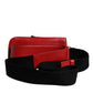 Red Calfskin Logo Purse Phone Belt Waist Bag