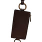 Brown Calf Leather Lanyard Logo Card Holder Wallet