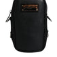 Black Nylon Leather Logo Plaque Crossbody Sling Bag
