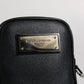 Black Nylon Leather Logo Plaque Crossbody Sling Bag