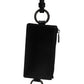 Black Calf Leather Lanyard Logo Card Holder Wallet