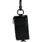 Black Calf Leather Lanyard Logo Card Holder Wallet