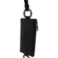 Black Calf Leather Lanyard Logo Card Holder Wallet