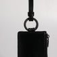 Black Calf Leather Lanyard Logo Card Holder Wallet