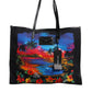 Multicolor Graphic Printed Top Handle Shopping Tote Bag