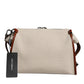 Beige Brown Cotton Leather Duffle Shoulder Bag