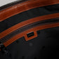 Beige Brown Cotton Leather Duffle Shoulder Bag