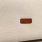 Beige Brown Cotton Leather Duffle Shoulder Bag