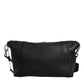 Black Leather Logo Plaque Shoulder Crossbody Bag