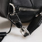 Black Leather Logo Plaque Shoulder Crossbody Bag