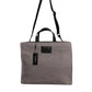 Grey Alpaca Wool Logo Plaque Tote Shoulder Bag